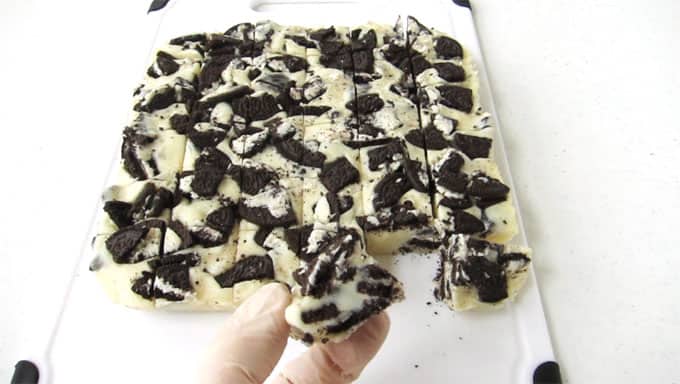 Cookies and cream fudge loaded with OREO Cookie pieces