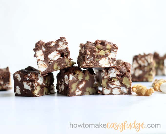 stacked rocky road fudge 
