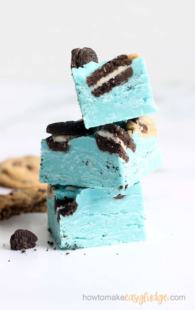 stacked cookie monster fudge image