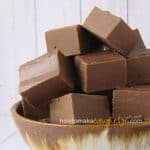close-up of Nutella Fudge squares in a brown and cream bowl