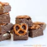 chocolate pretzel fudge recipe stacked