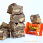 chocolate microwave fudge with REese's Peanut Butter cups