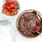 melted chocolate and preparing chocolate covered strawberry fudge