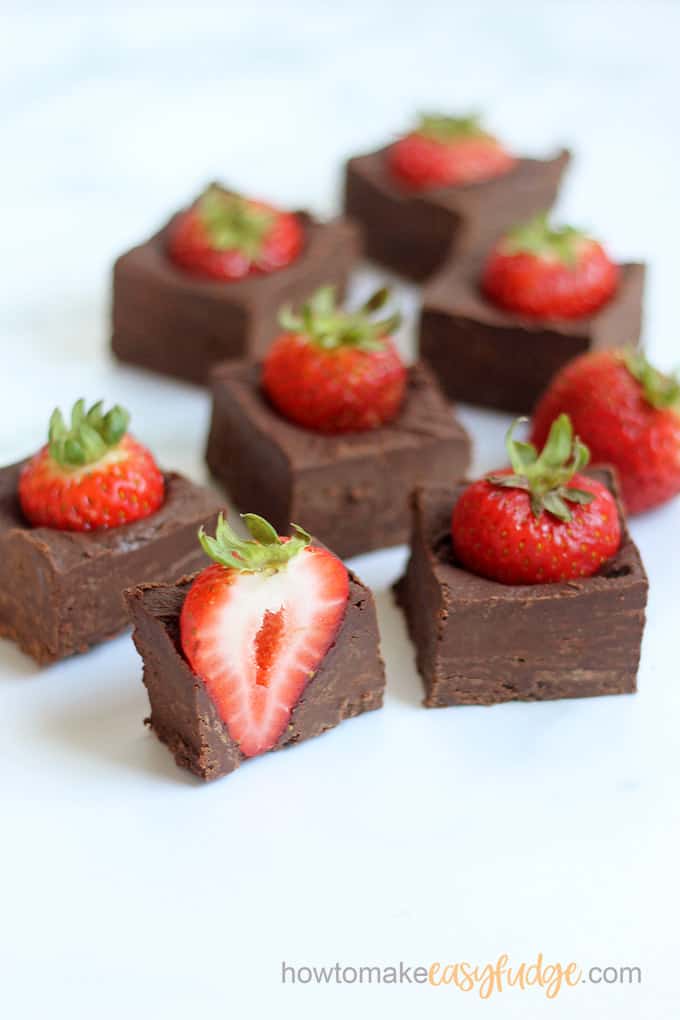 image of chocolate covered strawberry fudge 