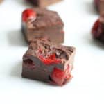 This dark chocolate cherry fudge recipe needs only four ingredients and can be made in minutes in the microwave. The delicious combination of chocolate and cherries is a favorite! 