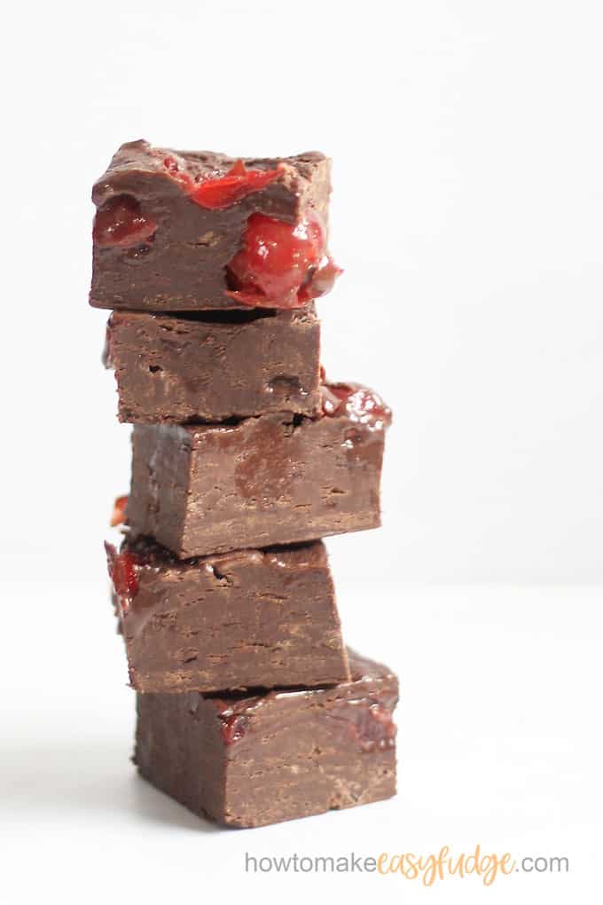 stacked Dark chocolate cherry fudge recipe