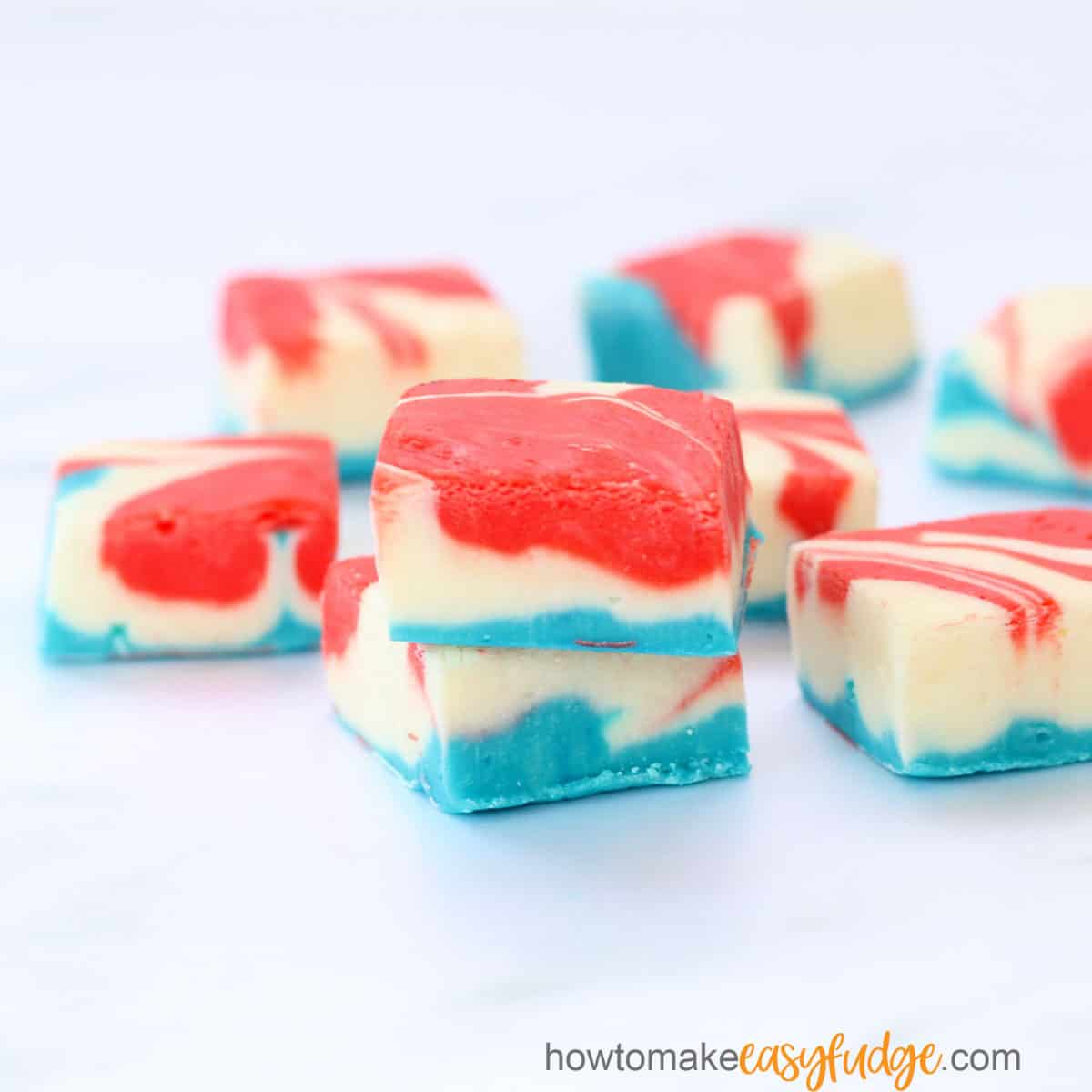 red, white, and blue fudge for the 4th of July