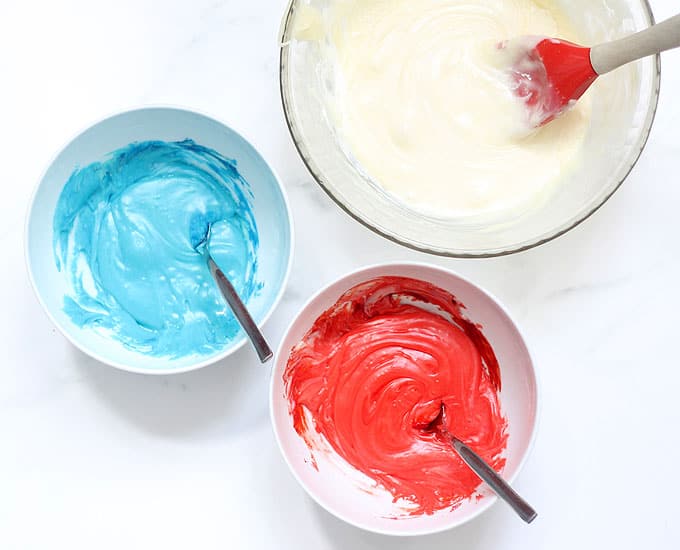coloring red white and blue fudge with food coloring