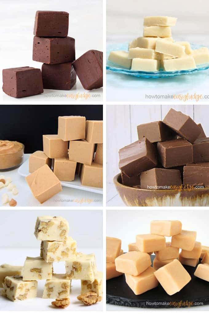 collage of chocolate and vanilla fudge recipes 