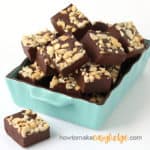 Stack up chocolate cashew butter fudge in a dish to give as gifts or serve at a party.