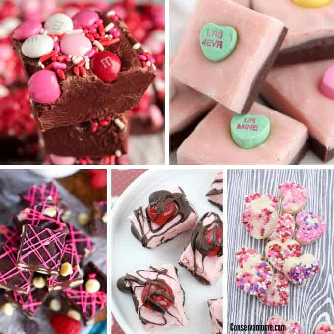 a collage of Valentine's Day fudge recipes