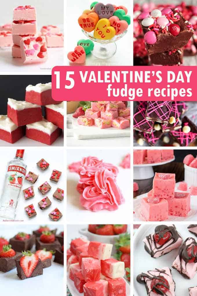 a collage of Valentine's Day fudge recipes 