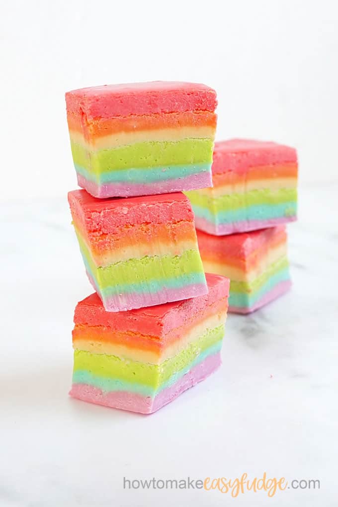 stacks of rainbow fudge 