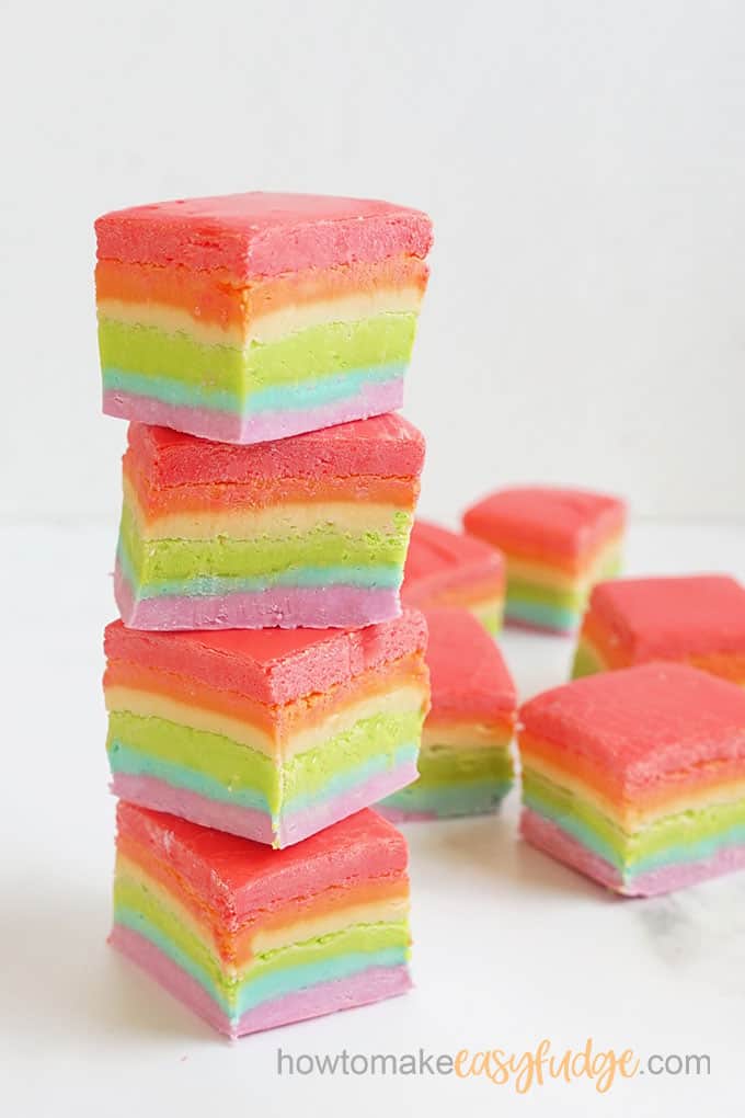 stacks of rainbow fudge 