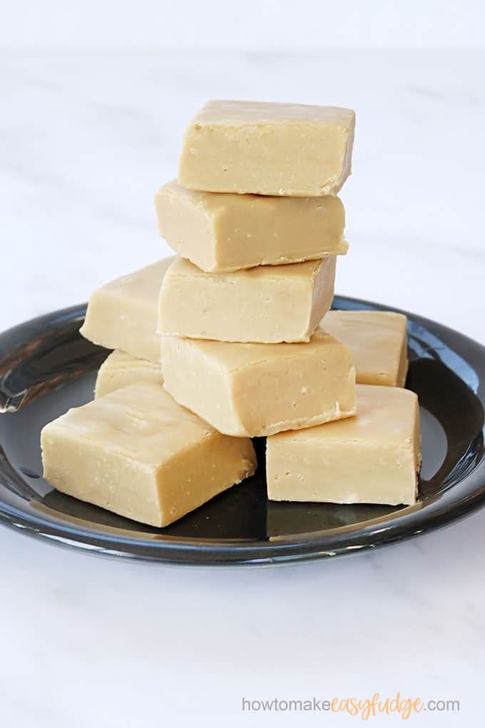 coffee fudge stacked on plate