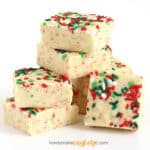 Christmas cookie fudge topped with red, white, and green sprinkles.