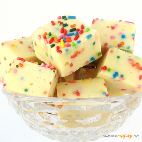 cake batter fudge filled with rainbow sprinkles