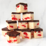 cherry coke fudge filled with maraschino cherries and topped with chocolate