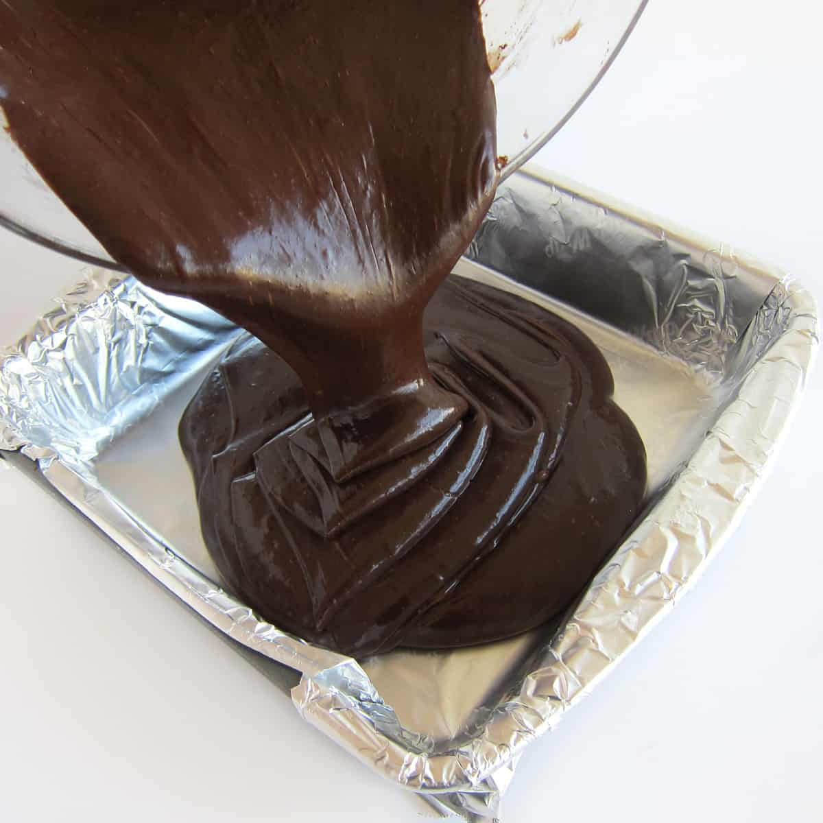 pour chocolate Amaretto fudge into an 8-inch pan