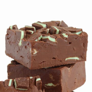 chocolate fudge topped with Andes Mints